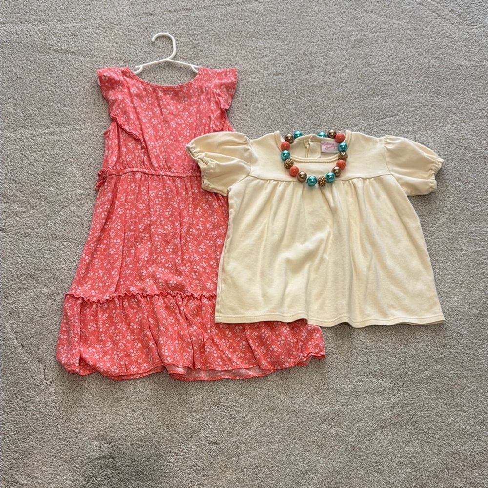 Floral coral and cream kids bundle